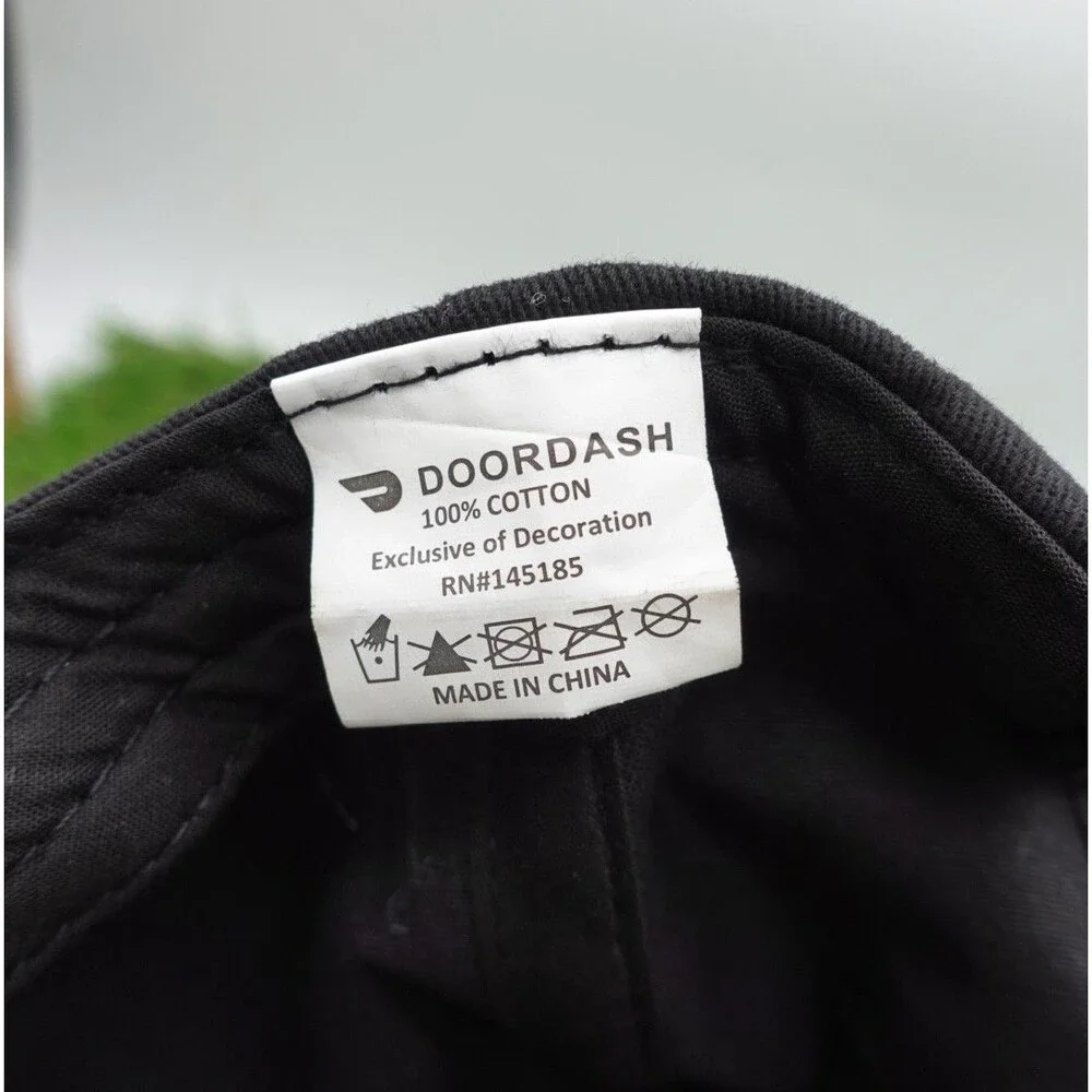 DOORDASH  Men's Black Baseball Cap Logo Hat (Adult Adjustable)